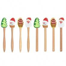Christmas Cream Scraper, Beechwood Household Kitchen Baking Dessert Cake Spatula With Silicone Scraper - Multicolor - View 5