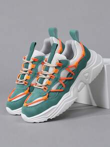 Modne buty damskie, trampki, sznurowane, z miękką podeszwą, wygodne, sportowe buty damskie, lekkie, niskie, codzienne buty sportowe - Zielony - Zobacz 5