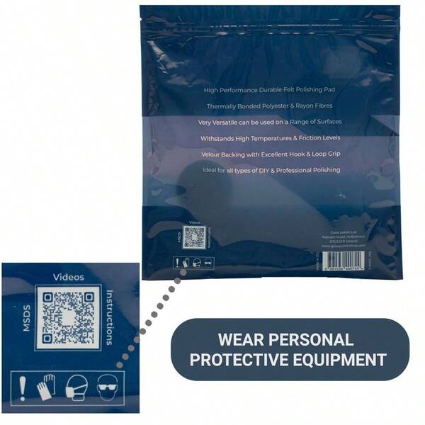 11010 GP-PRO Felt Polishing Pads For Polishing Glass, Plastic, Metal, Marble - ? 150mm - Pack Of 5 Pads