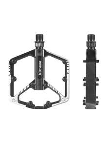 Pedales de Bicicleta de Carretera/MTB - Pedales de Bicicleta de aleación de Aluminio - Pedal de Bicicleta de montaña con Clavos Antideslizantes extraíbles - Negro - Ver 8