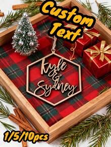 1/5/10pcs Customized Wooden Hanging Decor, Personalized Text, Perfect For Home Decor, Creating Christmas Atmosphere, Gifting To Friends & Family, Snowflake & Paw Print Elements, Ideal For Christmas, Birthday, Valentine's Day