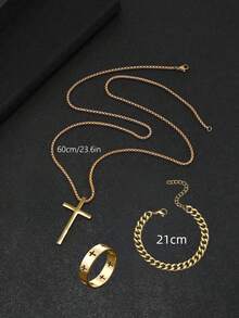 Fashion Hiphop Minimalist Necklace Bracelet Ring Set, Men's Jewelry Suitable For Parties And Daily Accessories - Multicolor - View 13