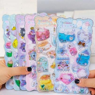 1张/6张可爱兔子小珍珠装饰贴纸 剪贴簿DIY日记可爱文具日记贴纸