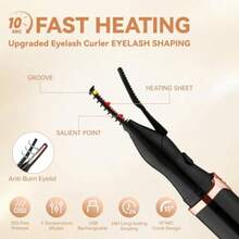 GSYY Heated Eyelash Curler For Wen With 3 Temperature Settings Anti-Burn Mini Electric Eyelash Curler USB Rechargeable 24-Hour La Lift Pable Makeup Tool For Daily Use And Travel - màu đen - Xem 3