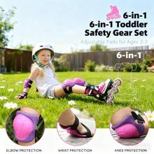 BAT DEICIDE Ultimate 6-In-1 Kids Protective Gear Set | CPSIA Certified Knee Pads, Elbow Pads & Wrist Guards For Full Protection During Skateboarding, Cycling, Scooter | Durable Safety Gear For Ages 4-9 - 紫羅蘭色 - 查看 3