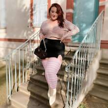 Plus Size Thigh High Socks For Women Cotton Boot Femboy Thigh High StocFKings Striped Over Knee High Socks Leg Warmers{Inchcolor_nameinch:Inch1PairPlusSize:Pink(WhiteStripes)Inch} - Hồng - Xem 8