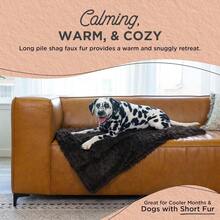 Best Friends By Sheri Calming Shag Dog Blanket Ultra Soft Faux Fur Pet Throw Anxiety-Relief Lightweight Warm Bed Cover For Dogs And Cats Machine Washable Dark Brown 30" X 40" - 深棕色 - 查看 3