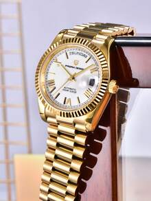 PAGANI DESIGN 2025 Men's Watches 36mm Automatic Mechanical Stainless Steel 100M Waterproof Luxury Wrist Watch For Men PD-1752 - 金白 - 查看 5