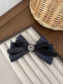 1pc Women's Simple Fashion Heart Plaid Bow Hair Clip, Elegant And Generous High-End Hair Accessory Alligator Clip, Suitable For Daily Commute, Holiday Gatherings, Birthday Parties, Shopping, Travel, Photography, And Any Occasion. A Great Gift For Your Best Friend, Claw Clips, Hair Claws, Hair Slide, Hair Barrettes, Head Accessories, Hair Accessories For Women - Multicolor - View 5