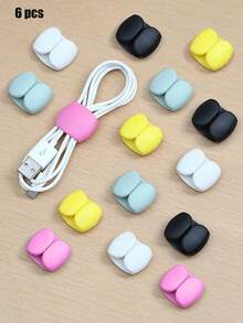 6 Stücke zufällige Farbe Kabel Organizer Wickler, einfache multifunktionale Kabelmanagement Clips für Kopfhörer, Ladekabel Aufbewahrung