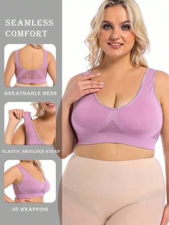 Plus Size Sports Bra | Breathable Mesh, Wireless & High Support Yoga Bra