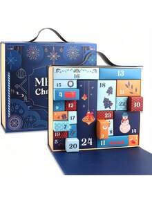 DIY Christmas Advent Calendar - 1pc Paper Advent Calendar Kit With 24 Fillable Boxes, Lid & Multiple Components, Festive Designs For Personalized Holiday Countdown, Gift Giving & Crafting,Christmas Valentine Day