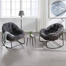 Outdoor Chairs - Grey + Steel + Cotton - View 6