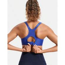 SYROKAN Women's Full Support High Impact Racerback Lightly Lined Underwire Sports Bra - Waves Blue - View 3