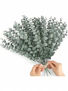 50pcs Faux Eucalyptus Branches, Realistic Touch, Green Artificial Tree Twigs, Bulk Fake Plants, Suitable For Wedding Bouquets, Vase Arrangements, Home Decor, Office & Farmhouse Greenery Decoration, Rama Decor, Rama Gifts, Birthday, Graduation, Eid Al-Fitr And Other Occasions - Single Eucalyptus Leaf - View 15