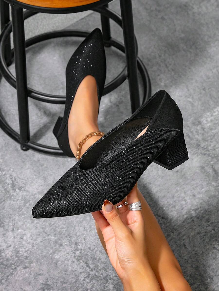 New Stylish Mary Jane High Heels For Women, Elegant Comfortable Non-Slip Rubber Sole, Versatile For Work & Casual, Lightweight All-Season, Glitter Powder Multiple Color Options Cute High Heel Pumps