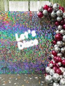 1/2件装银箔流苏帘，银色金属丝背景幕布，适用于生日、婚礼、迎婴派对、单身派对、各种派对、70年代、80年代、90年代主题迪斯科派对装饰用品、返校季情人节 - 彩色 - 查看 3