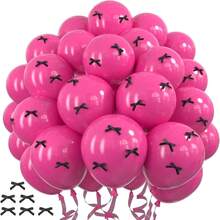 28/52 globos de color rosa intenso con lazo de cinta negra, vibrantes y románticos, perfectos para el Día de San Valentín, bodas, cumpleaños, compromisos, graduaciones, baby showers y eventos interiores o exteriores, ideales para arcos de globos, decoración de mesas o como telón de fondo elegante para fiestas - Rosa oscuro - Ver 1