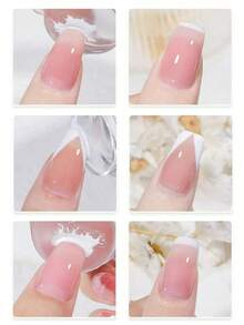 Set de 2 piezas de herramientas de estampado y raspado de uñas de silicona francesa con raspador grande transparente, herramienta de transferencia de pintura de silicona - transparente - Ver 6