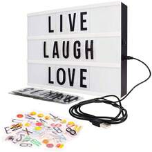 Letrero Luminoso Cine Caja de Luz A5 con 192 Letras Nmeros Smbolos Emoticonos Decorativas Cinema Box Decoracin para Habitacin Tienda Cumpleaos Navidad Bodas Oficina Eventos - blanco - Ver 2