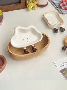 Plato pequeño de cerámica para salsa, plato de condimentos con diseño de dibujos animados, plato pequeño y exquisito para salsa, plato de acompañamiento - Multicolor - Ver 4