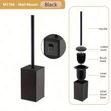 壁挂式极简方形马桶刷，节省空间，易于清洁，采用耐用铝合金材质，适用于浴室、卫生间、公寓。 - 黑色 - 查看 8