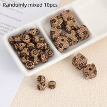 5/10颗时尚豹纹水钻珠，豹纹立方体珠，直孔串珠配件，适用于手工DIY珠宝制作，项链，手链，耳环，包链，钥匙扣，拉链吊坠 - 彩色 - 查看 8