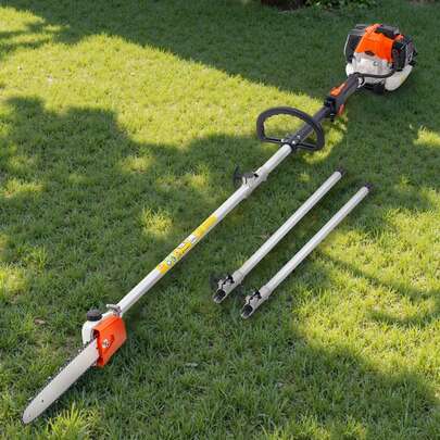 Gas Pole Saw, 25CC 2 Stroke Gas Powered Pole Saws With 12 In Cutting Bar, Cordless Tree Trimmer With 23 Fl.Oz Fuel Tank, 7 To 12 Ft Extendable, Powerful Chainsaw For Tree Trimming Pruning