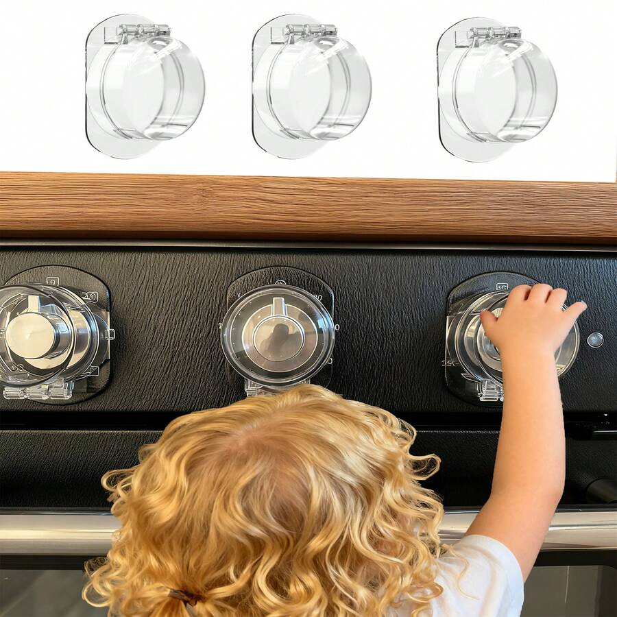 TWO DADS 1/2/3个装大号炉灶旋钮盖，安全双钥匙设计，升级通用尺寸燃气旋钮盖，直径52 x 45毫米，最小旋钮间距63毫米。