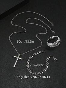 Fashion Hiphop Minimalist Necklace Bracelet Ring Set, Men's Jewelry Suitable For Parties And Daily Accessories - Multicolor - View 20