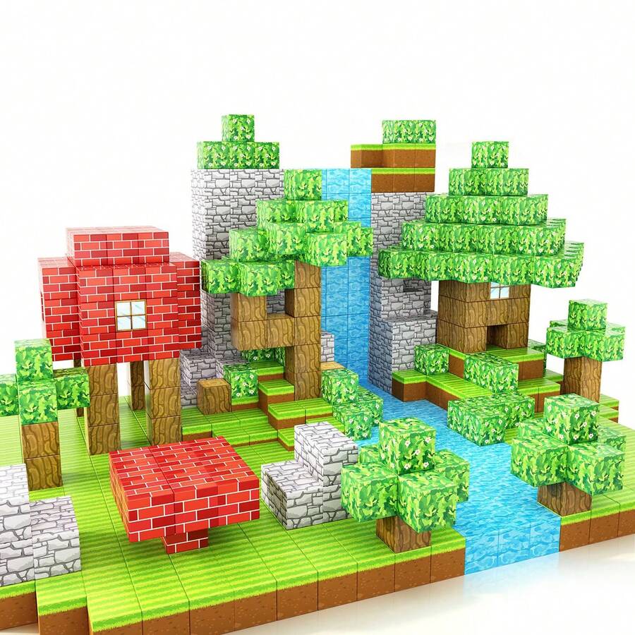 磁性积木玩具，适合3-4岁、4-5岁、6-8岁男孩女孩，STEM升级版蒙特梭利感官玩具，适合3岁以上儿童，拼搭玩具，我的孩子拼搭玩具世界节日礼物，10块/12块/48块/100块套装 - 彩色 - 查看 1