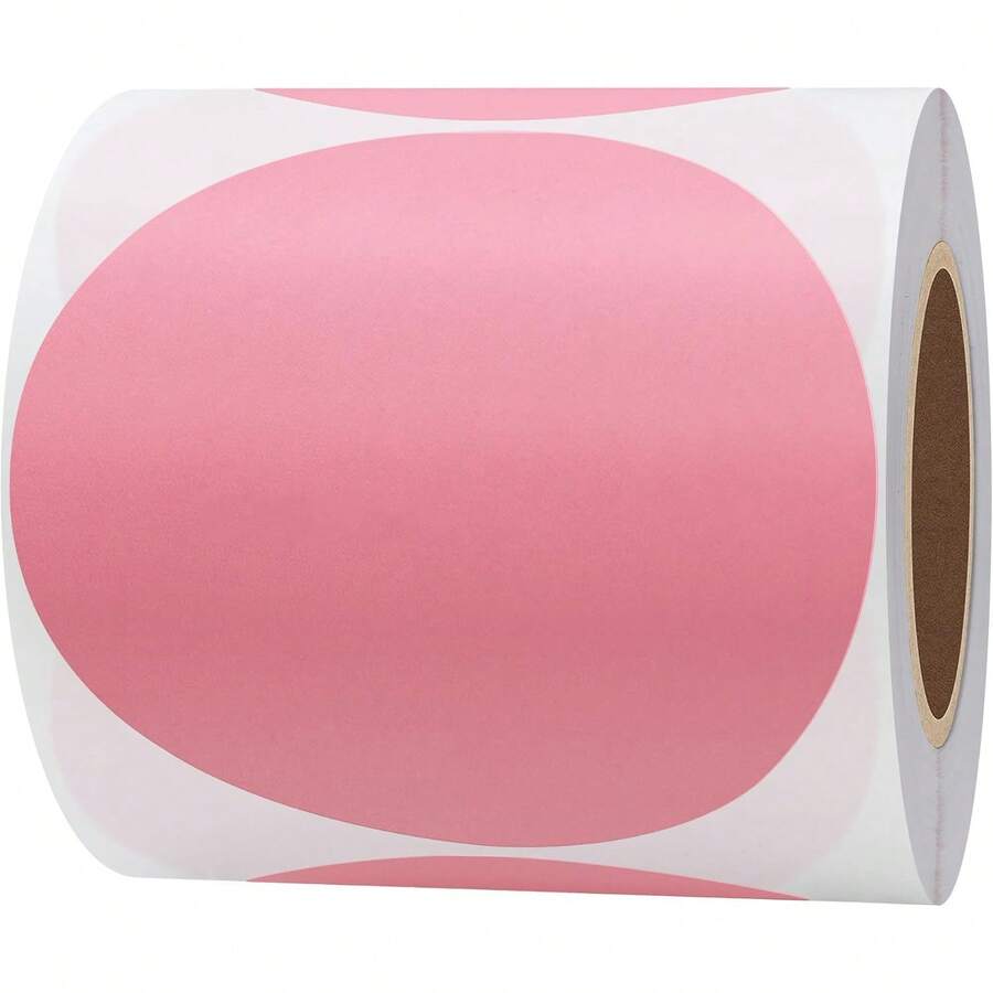 HYBSK - Etiquetasérmicas adhesivas circulares de color de 3 pulgadas, 350 etiquetas por rollo (rosa) - 1 - Ver 1