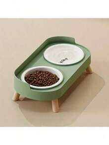 双层宠物喂食器，猫狗二合一喂食碗，塑料/不锈钢/陶瓷材质可选，颈部保护防噎食碗，适用于小型/中型犬猫 - 彩色 - 查看 11