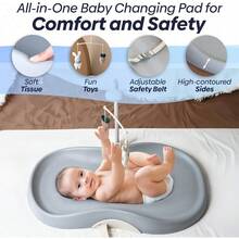 Baby Changing Pad Waterproof Soft PU Change Pad For Babies Portable Baby Changing Mat Fits All Changing Tables Lightweight Nappy Change Mat Soft Change Mat Cover Light Gray