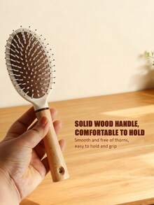 气垫发梳，1/2 件/套，木质和硅胶材质，气垫梳，滚轮梳，肋梳，空心梳，耐高温，多功能，超柔软长柄梳，适合个人和美发师使用，适用于卷发或直发。