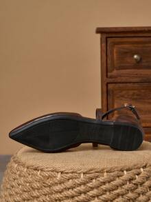 MonaNise Ballerines à bout pointu pour femmes, chaussures de travail, de loisirs et de déplacement avec ruban, mocassins confortables ajourés, bordeaux, automne - Tabac - Voir 8