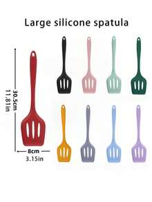 1PC Silicone Slotted Design Non-Stick Mixing Pancake Turner Spatula Cooking Tool,Small Silicone Slotted Spatula,Heat Resistant Non-Stick Cooking Steak Pancake Spatula Kitchen Utensil,For Cooking, Baking,Grilling & Non-Stick Cookware,For Eggs, Pancakes & More