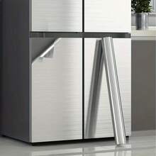 1 Rollo - Adhesivo de acero inoxidable cepillado plateado para armarios, fregaderos, ascensores y refrigeradores - Impermeable, decoración removible para renovación del hogar, puertas, renovación