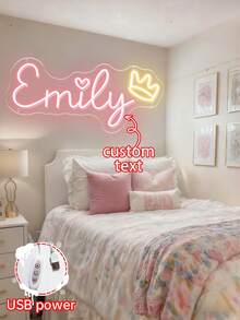 Customized Christmas Neon Sign Decor, Personalized Neon Light Name Sign Christmas Decoration For Home, Wedding, Christmas, Valentine's Day, Birthday Party Gifts - Neon 1 - View 6