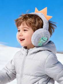 1pc Kids Cartoon Dinosaur Plush Earmuffs, Outdoor Winter Ear Warmers