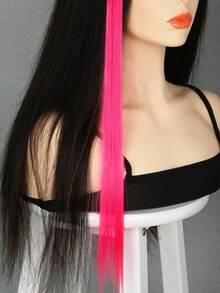 5 PCS Red Colored Clip In Hair Extensions 20 Inch Long Straight Hairpieces Clip In Synthetic, Halloween Cosplay Dress Up Fashion Party Christmas New Year Gift For Women Christmas New Year Carnival Music Festival Use(RED) - 玫瑰紅 - 查看 3