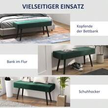 Homcom Upholstered Velvet-Look Bench, Bed Bench, Hallway Bench, X Model, Weighing Up To 120 Kg, For Bedroom, 100x36x45 Cm - Green - View 8