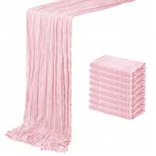 8/16 Pack Light Pink Cheesecloth Table Runner 20 X 120 Inch Gauze Table Runners 10 FT Long,Semi Sheer Boho Cheese Cloth Fabric Table Runner Bulk For Wedding,Party,Baby Shower,Bridal Shower Decoration - Hồng nhạt - Xem 8
