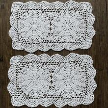 Phantomon Lace Doilies Handmade Crochet Placemats Cotton Doilies Cloth Lace, Pack Of 2, Rectangular Shape Table Runner, 10 X 17 Inch (White),White - 白色的 - 查看 5