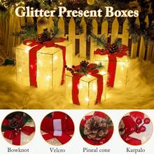 Christmas Decorations Indoor Quntis Lighted Gift Boxes 8 Modes And Timing Function Set Of 3 Light Up Present Boxes With 60 LEDs Christmas Home Decor Ornaments For Holiday Party Xmas