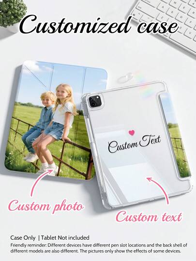 A New Y-Shaped Foldable Acrylic Transparent Frame Protective Case With Pen Slot, Supporting Custom Image + Text Design For Tablet Cases. Compatible With IPad Models From 2017-2024, Fitting Pro 10.5/11/12.9/13-Inch Models. Also Suitable For Air 4th-6th Generation, Mini 6th-7th Generation, Galaxy Tab S7/S8, A9 And Similar Devices.