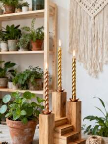 4 Pcs 10-Inch (Approx. 25.5cm) European-Style Long Pole Spiral Taper Candles, Spiral Candlestick Matching Style, Suitable For Romantic Home Decoration And Dinner Scene Arrangement To Create A Warm Atmosphere - Multicolor - View 7