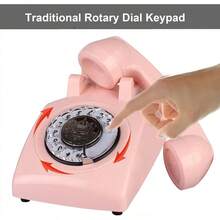 Pink Telephones Corded Telephone Classic Rotary Dial Home Phones Antique Vintage Phone Of 1930s Old Fashion Business Telephone Home Office Decors - 粉色 - 查看 6