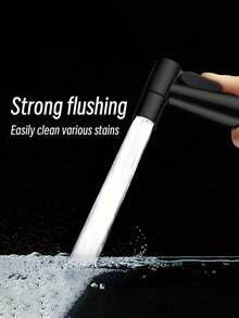 一套黑色304不锈钢手持式冲洗器，带增压喷嘴和59.06英寸可伸缩ABS软管，现代浴室冲洗器配件套装，浴室配件，浴室工具