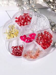 1Box Nail Parts Heart Wings Butterfly Pearl Red Pink Nail Parts Character Nail Ribbon Parts